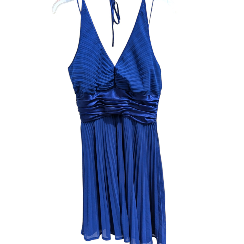 Liz Claiborne halter neck pleated dress royal blue sz 6